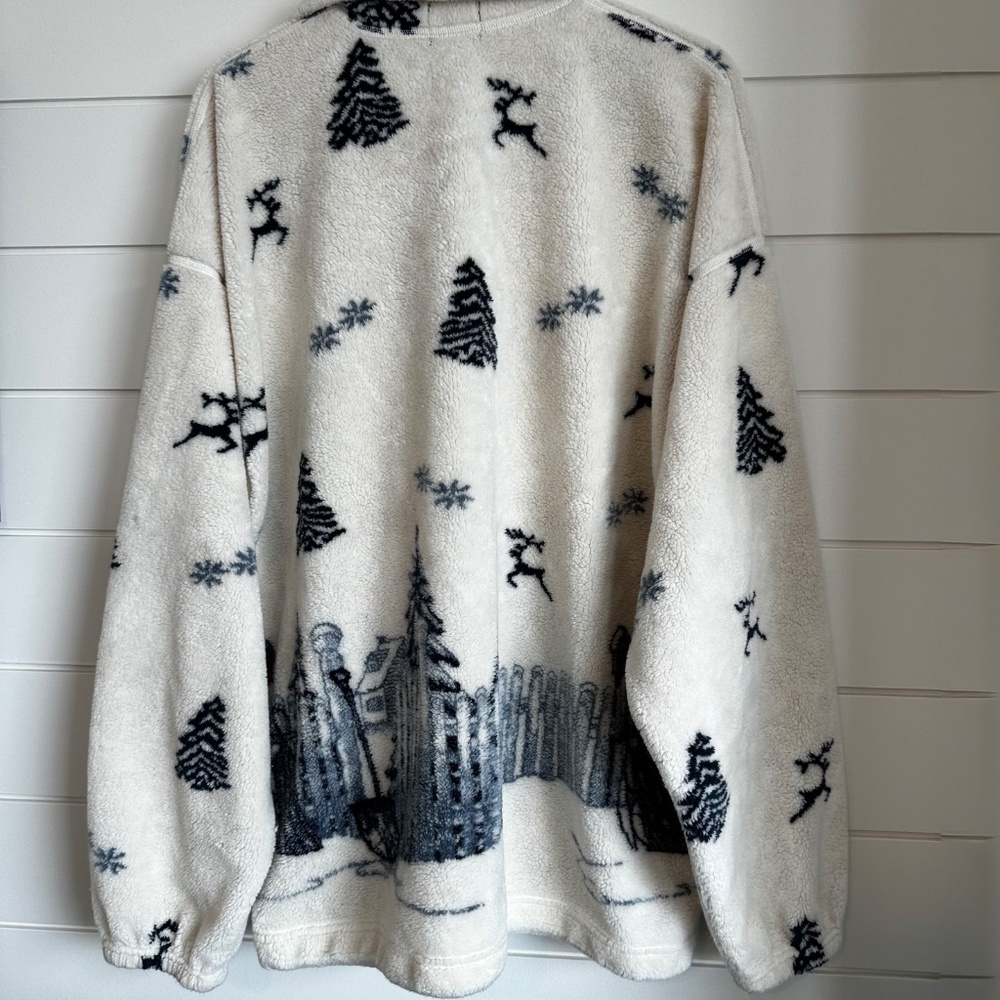 Vintage EZZE Wear Fleece Jacket Oversized LG | Cabin Core Deer Winter Canada - Picture 7 of 10